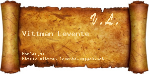 Vittman Levente névjegykártya